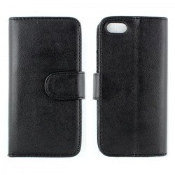 iPhone 5 5S Simple Leather Wallet Case with Stand (Black)